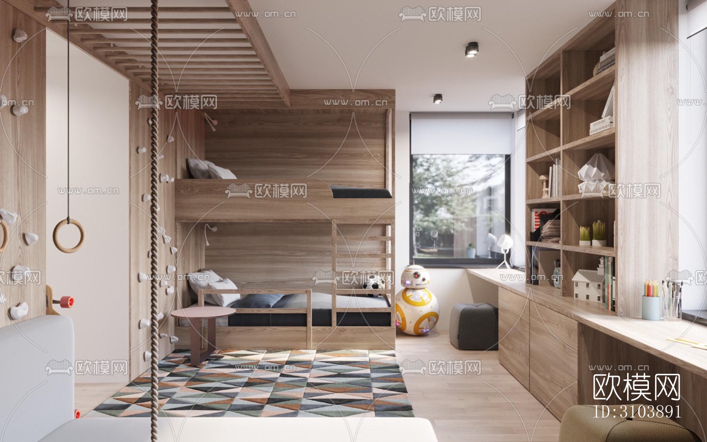 北欧儿童房效果图下载（渲染图4）