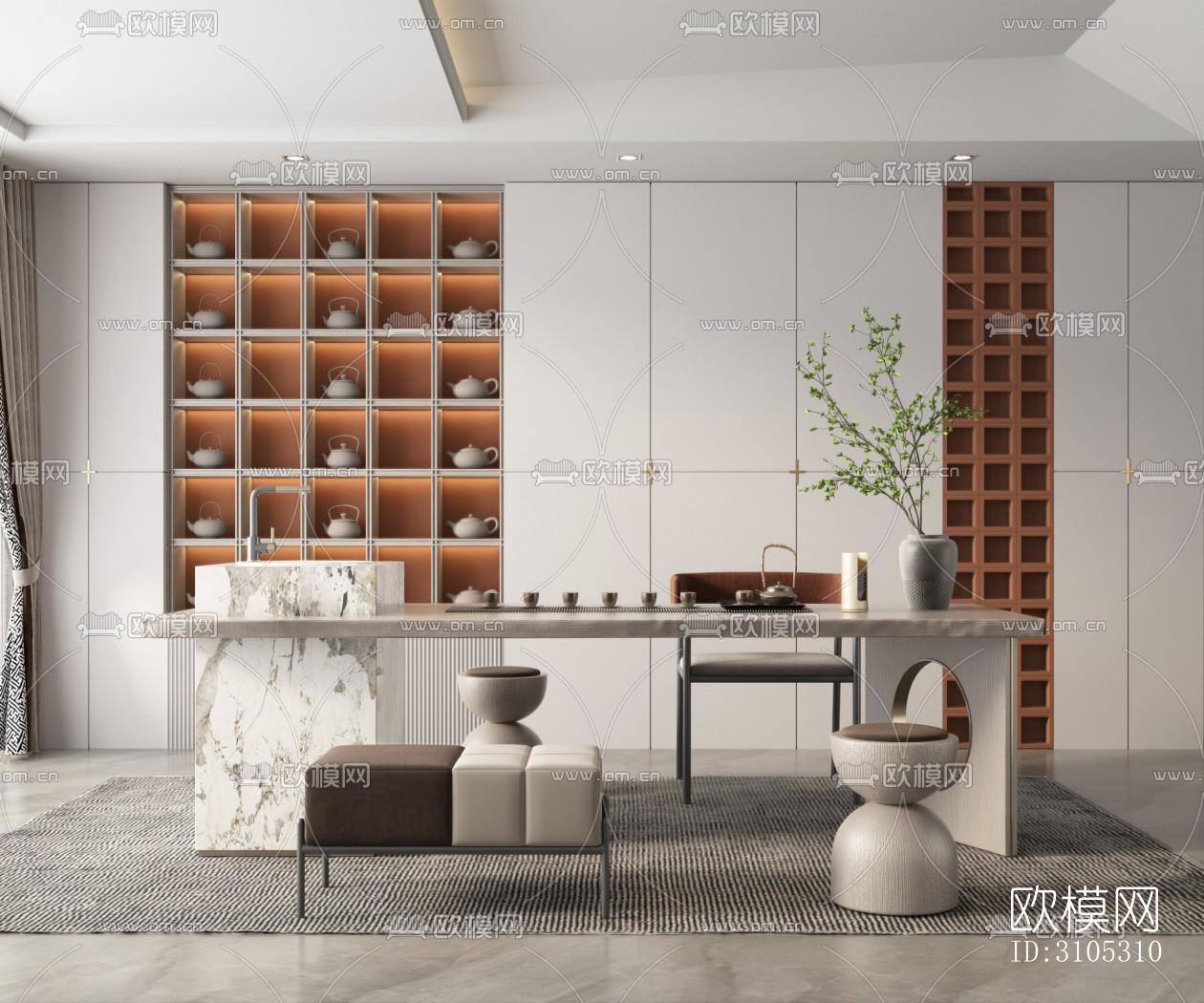 现代茶室效果图下载（渲染图4）