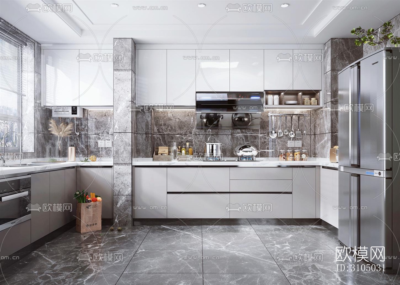 现代厨房效果图下载（渲染图5）