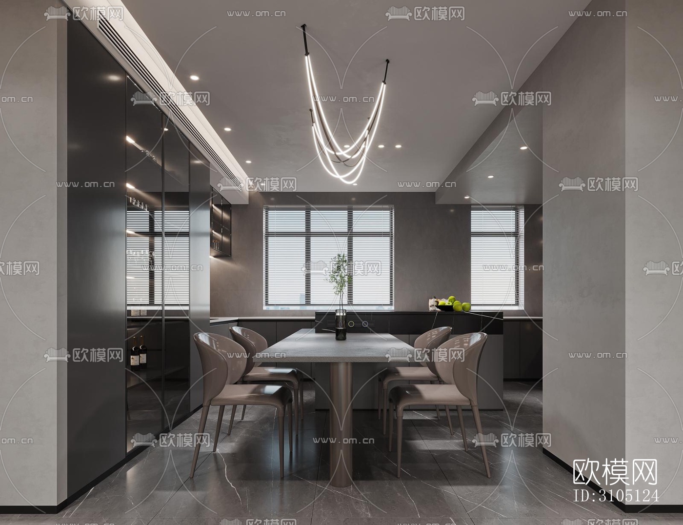 现代平层效果图下载（渲染图7）