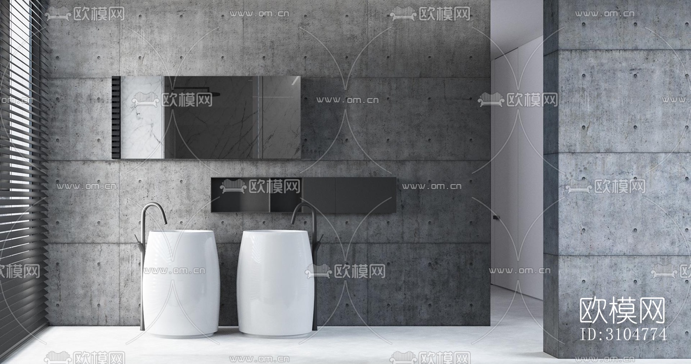 高级灰卫生间效果图下载（渲染图5）