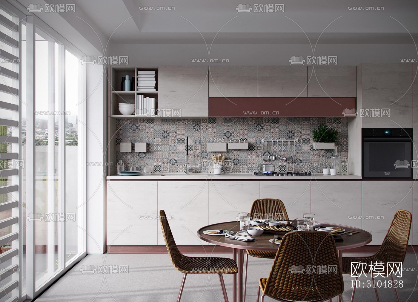 北欧厨房效果图下载（渲染图2）