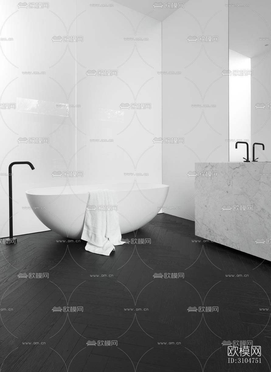 高级灰卫生间效果图下载（渲染图4）