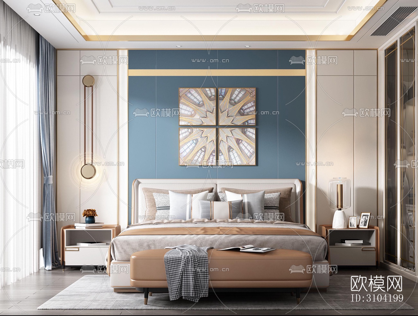 欧式卧室效果图下载（渲染图3）