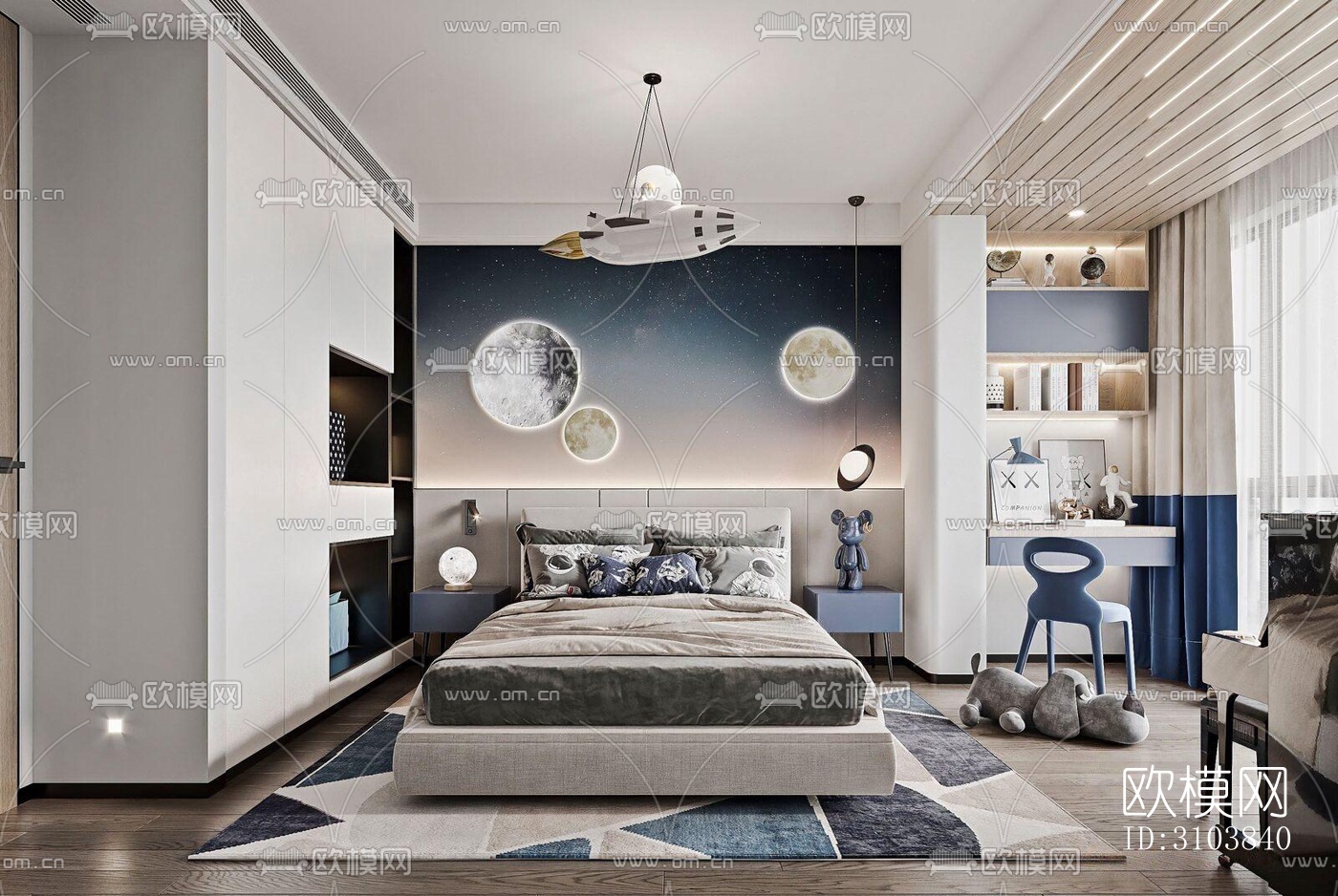 北欧儿童房效果图下载（渲染图4）