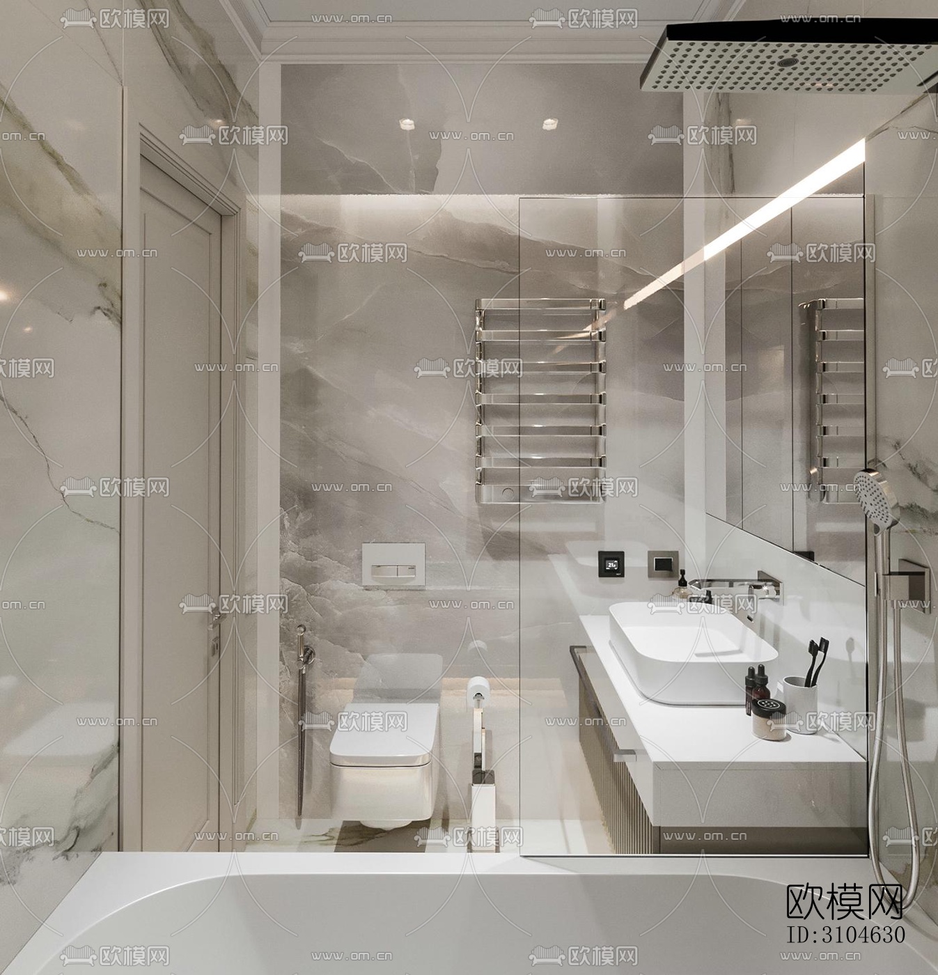 现代卫生间效果图下载（渲染图4）