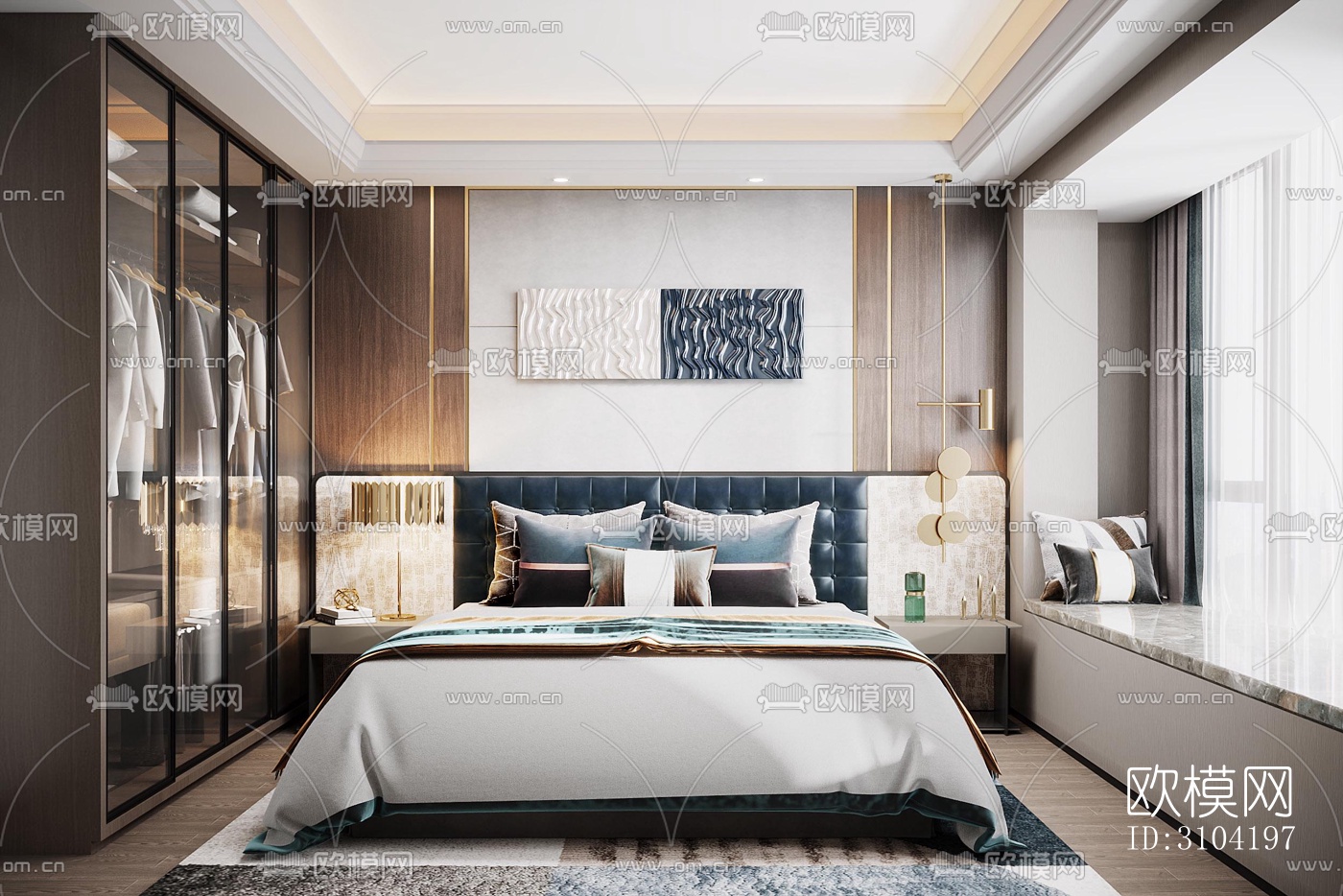 欧式卧室效果图下载（渲染图1）