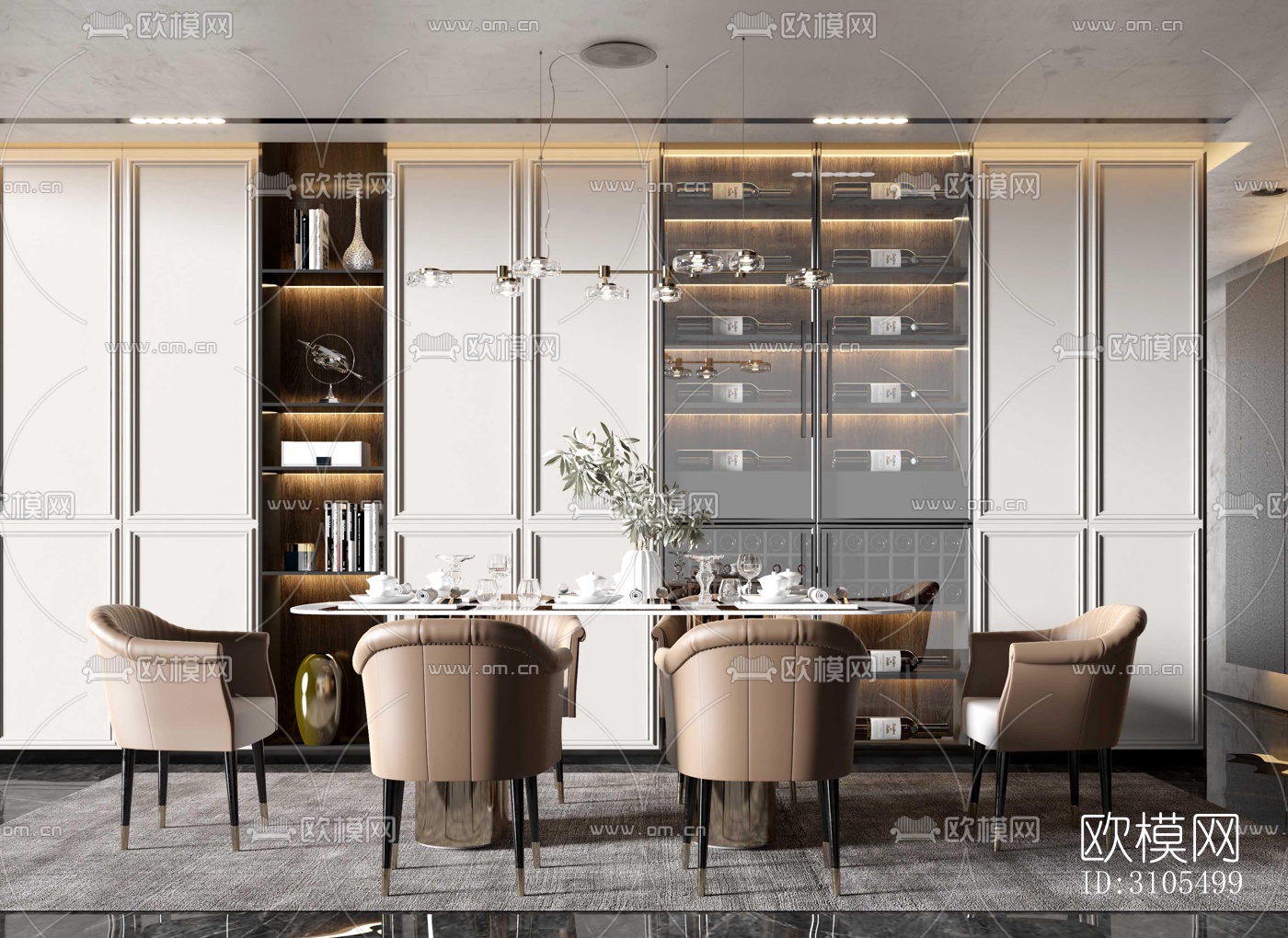 现代餐厅效果图下载（渲染图2）