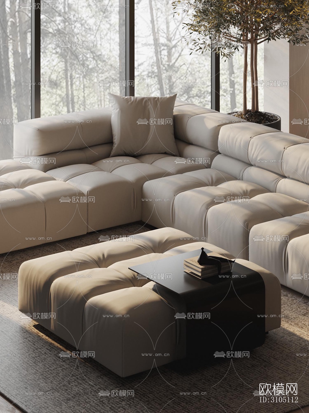 现代平层效果图下载（渲染图9）