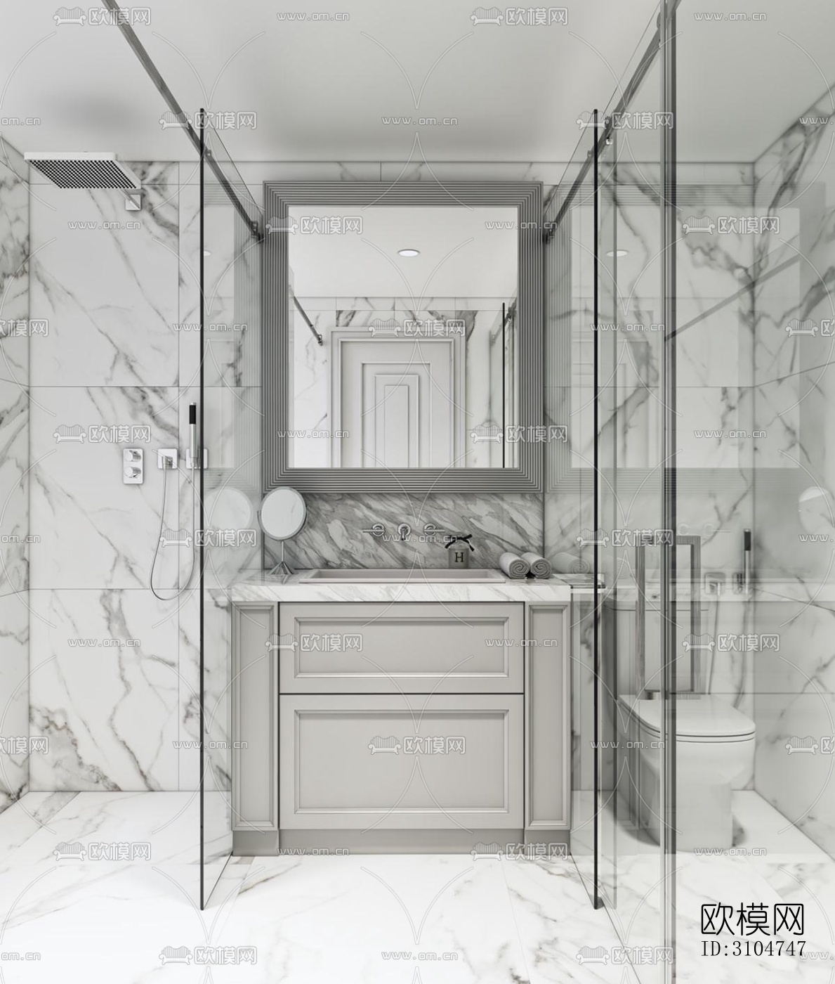 美式卫生间效果图下载（渲染图2）