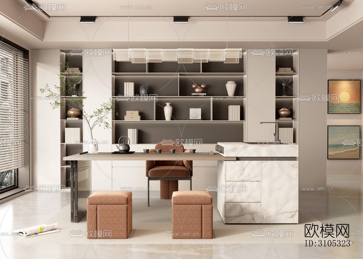 现代茶室效果图下载（渲染图5）