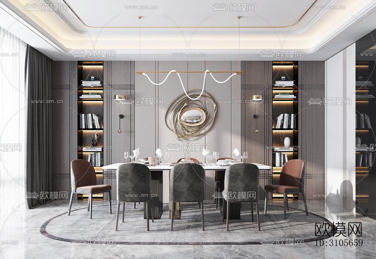 现代餐厅效果图下载（渲染图4）