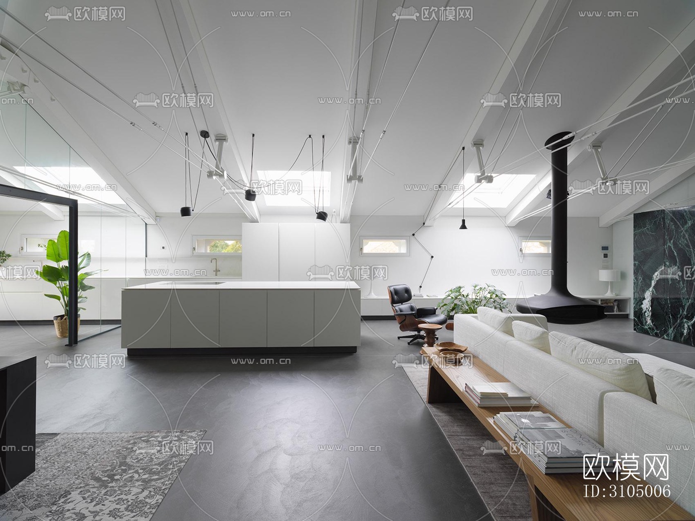 现代厨房效果图下载（渲染图2）