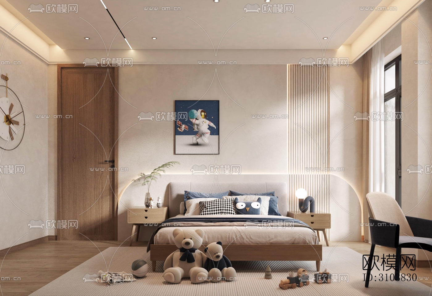 北欧儿童房效果图下载（渲染图1）