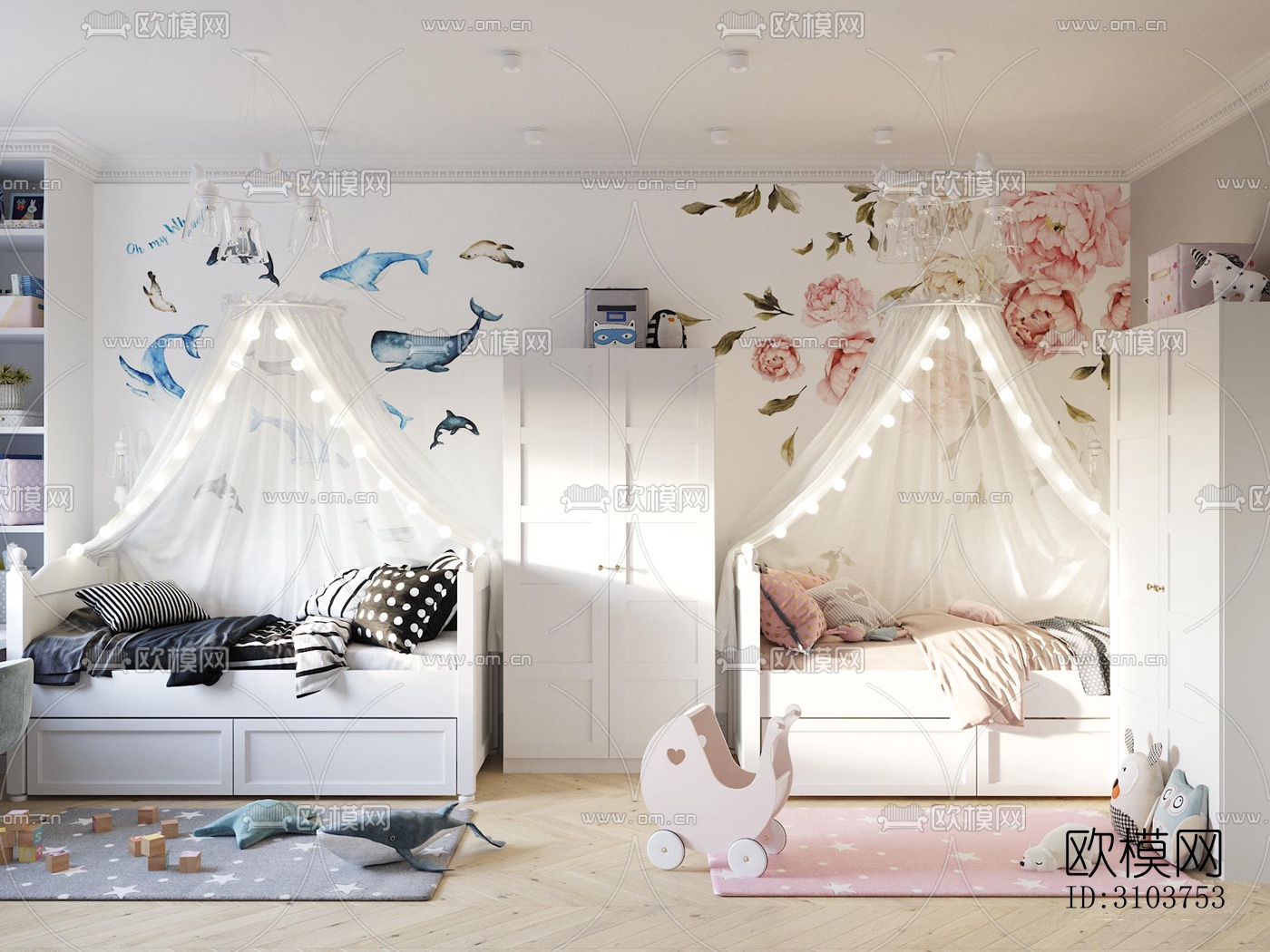 北欧儿童房效果图下载（渲染图5）