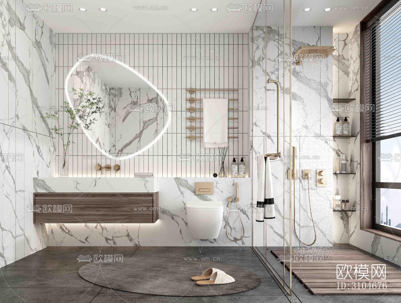 现代卫生间效果图下载（渲染图1）