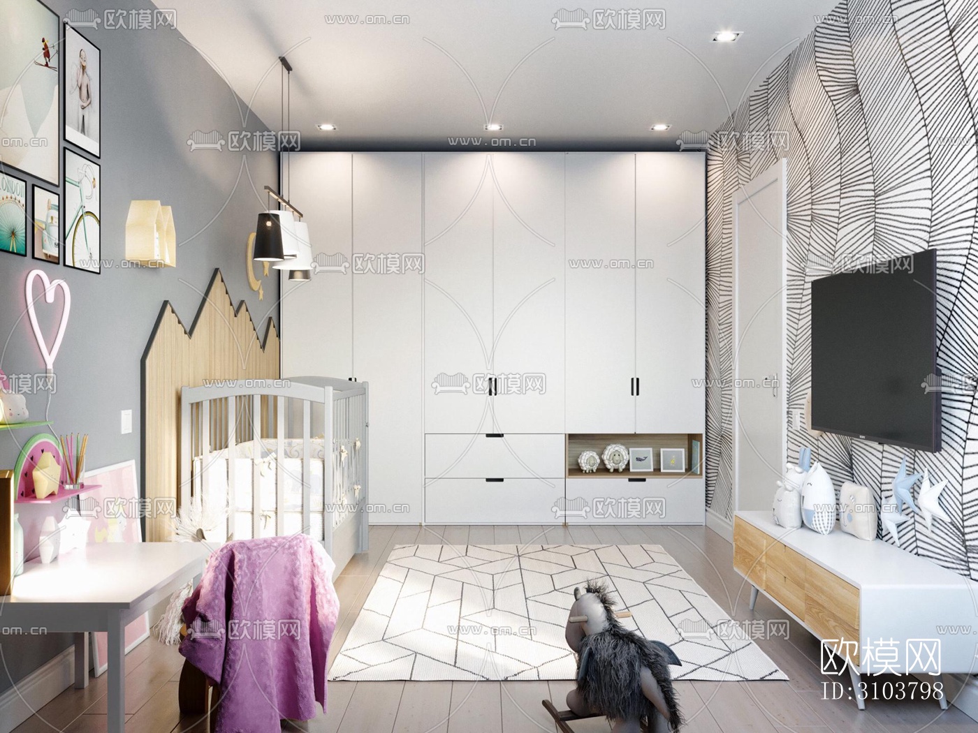 北欧儿童房效果图下载（渲染图5）