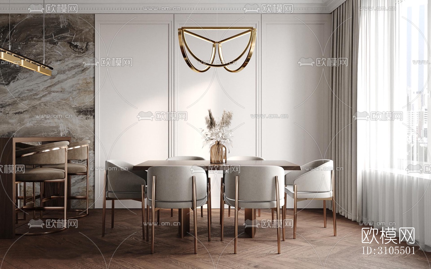 现代餐厅效果图下载（渲染图2）
