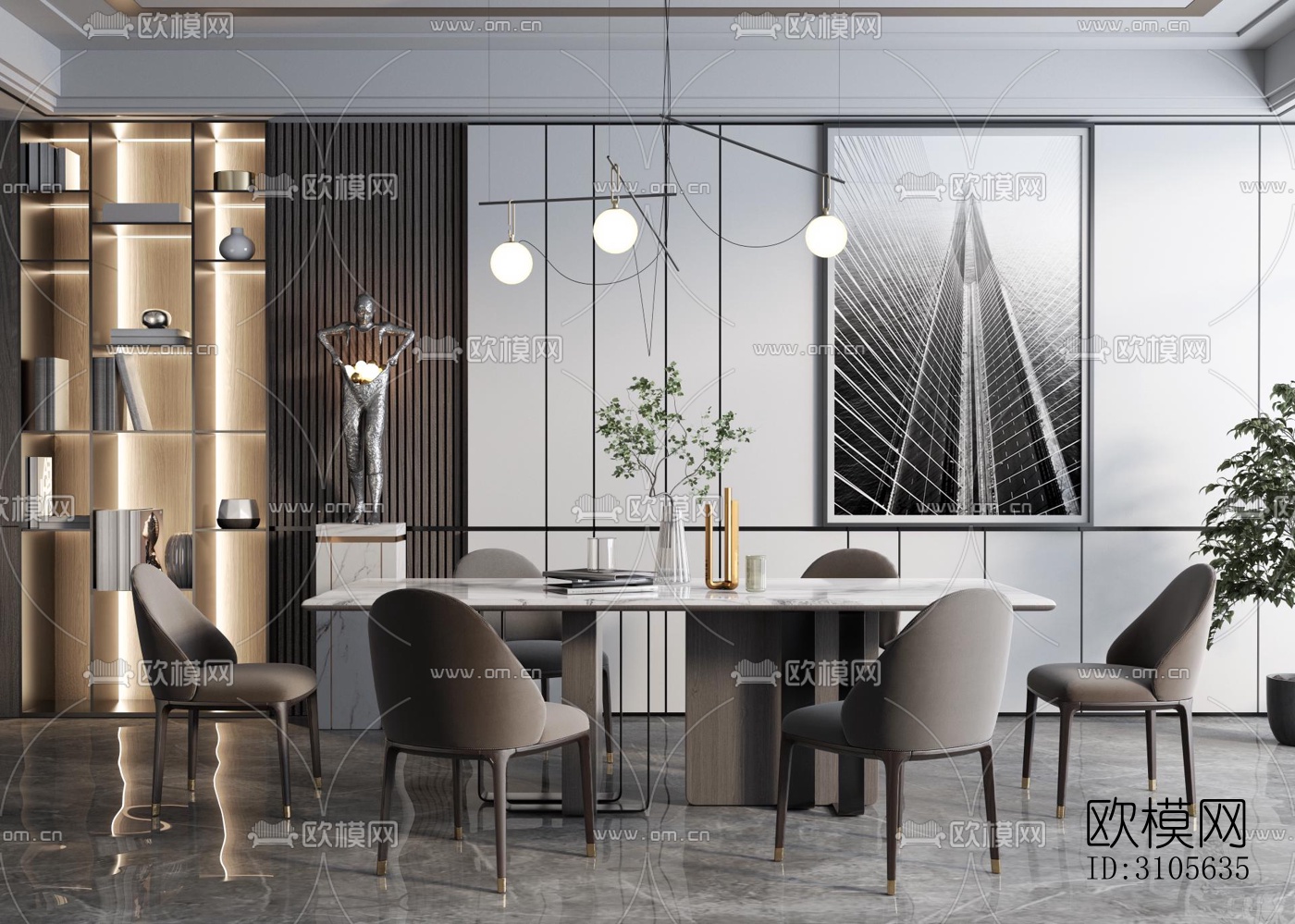 现代餐厅效果图下载（渲染图4）