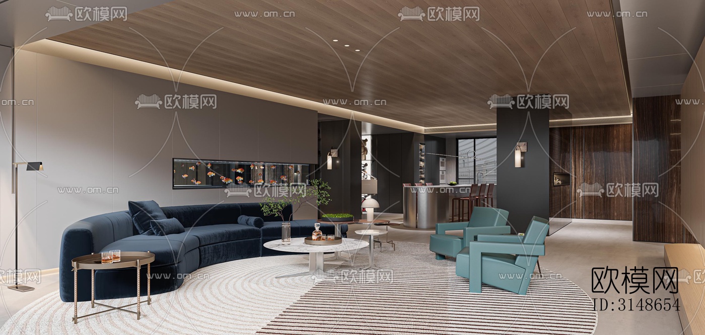 现代大平层效果图下载（渲染图17）