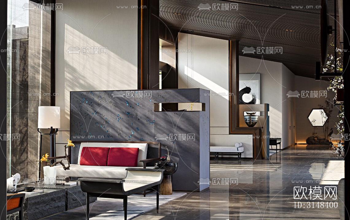 新中式养生会所效果图下载（渲染图3）