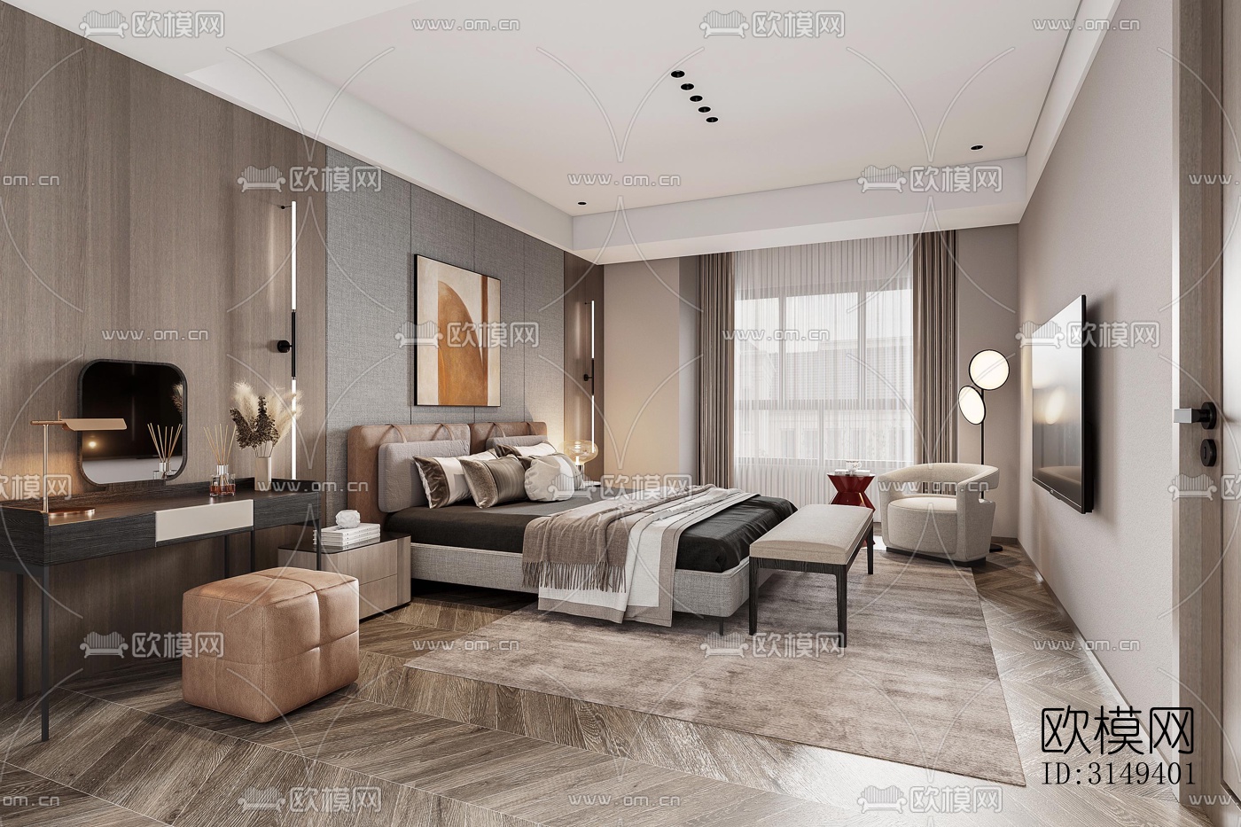 现代平层效果图下载（渲染图11）