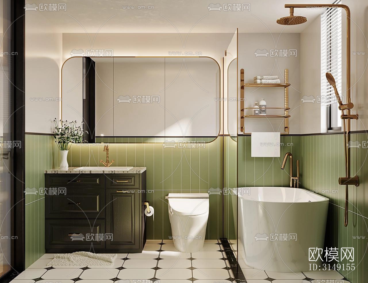 法式平层效果图下载（渲染图7）