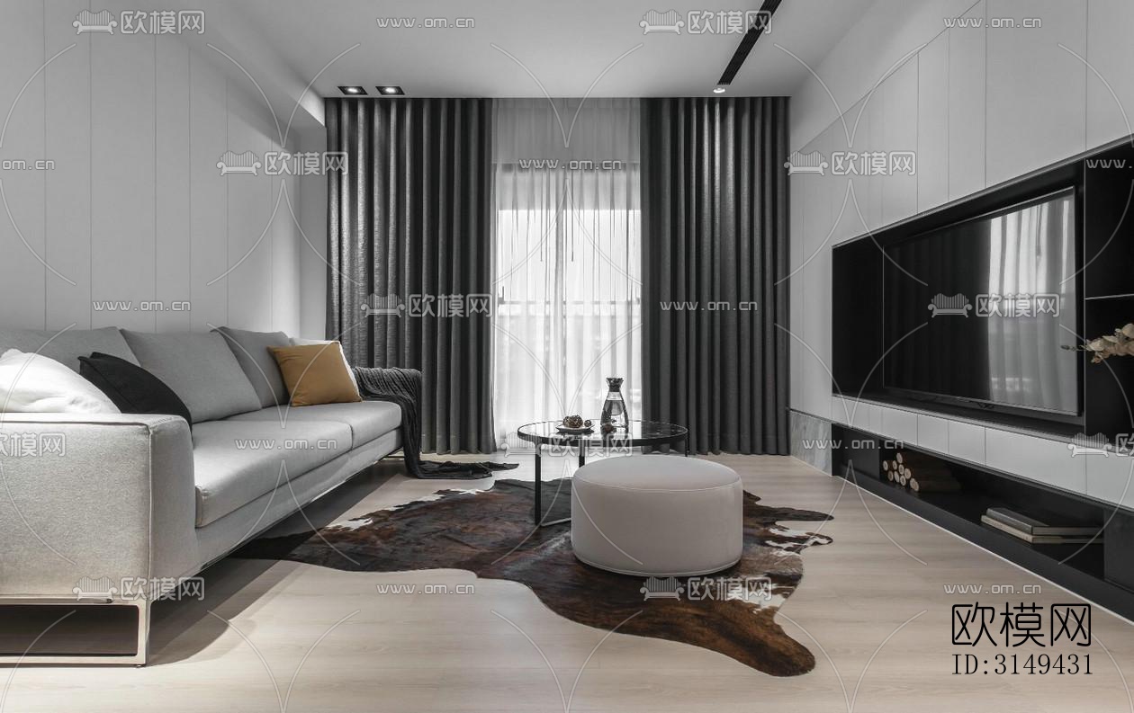 现代平层效果图下载（渲染图3）