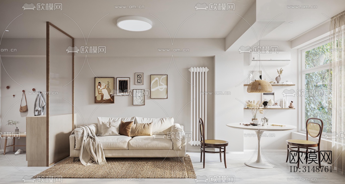 侘寂平层效果图下载（渲染图6）