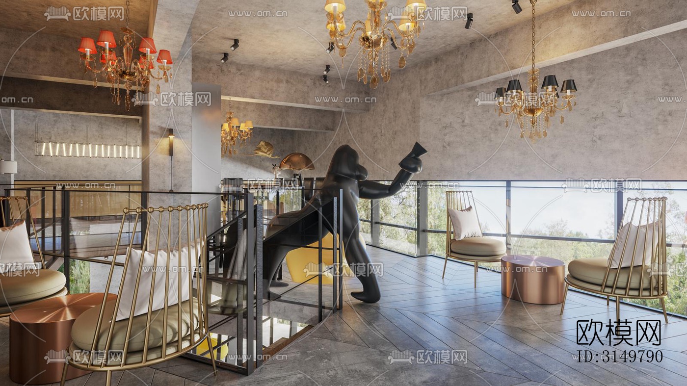 工业风咖啡奶茶效果图下载（渲染图4）