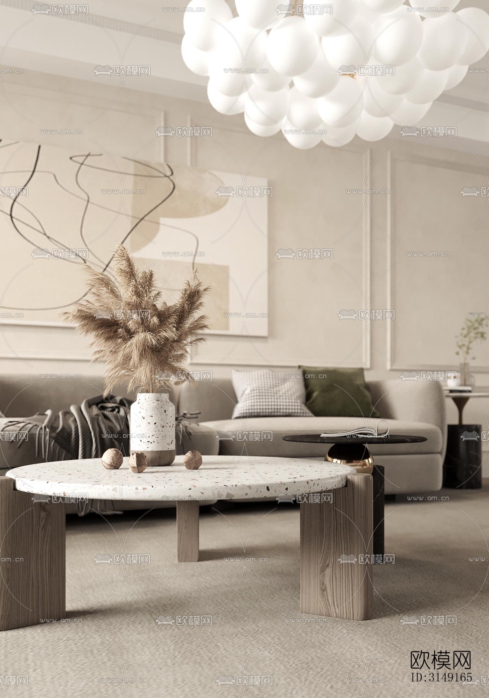 法式平层效果图下载（渲染图4）