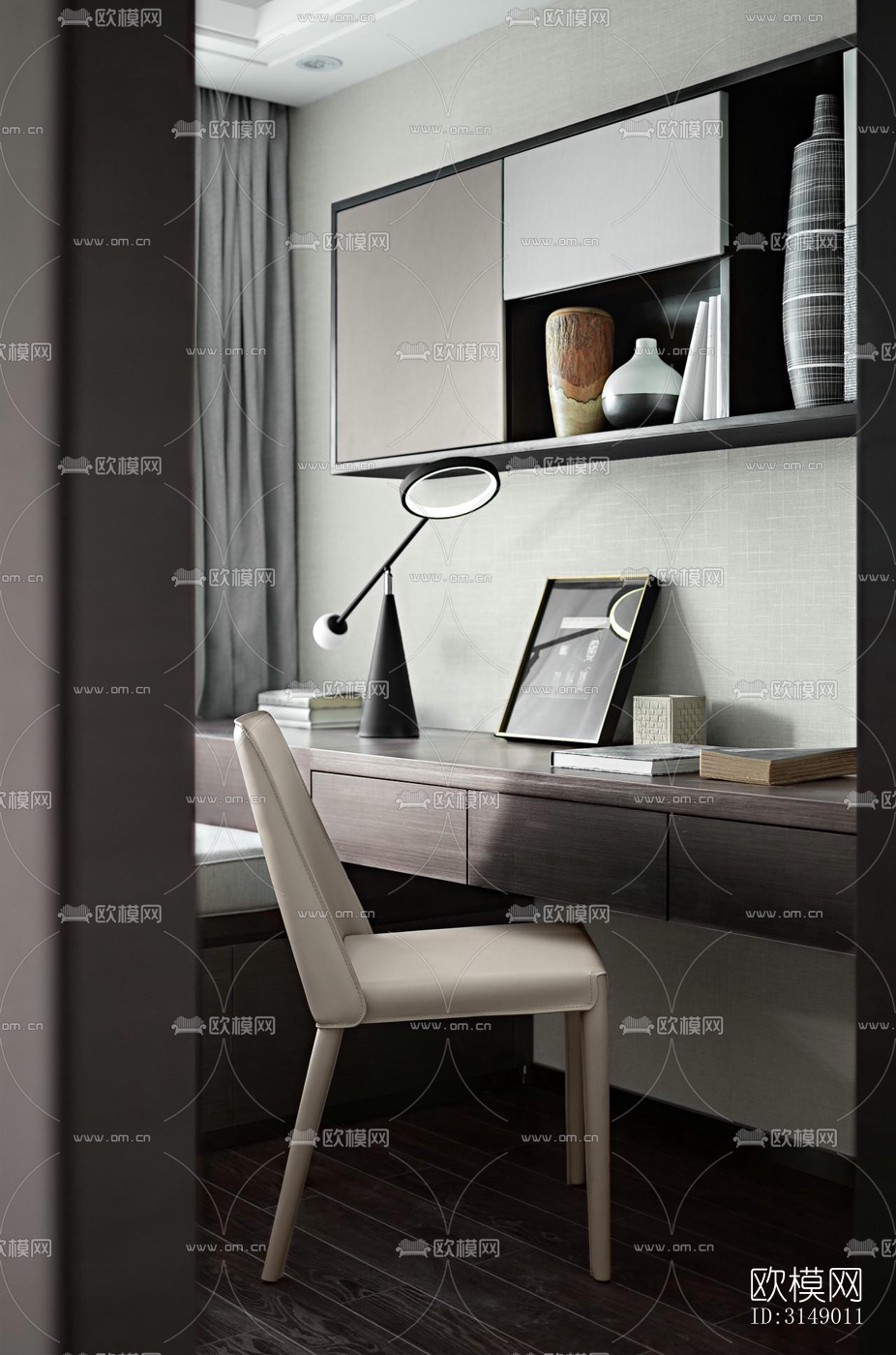 新中式平层效果图下载（渲染图12）