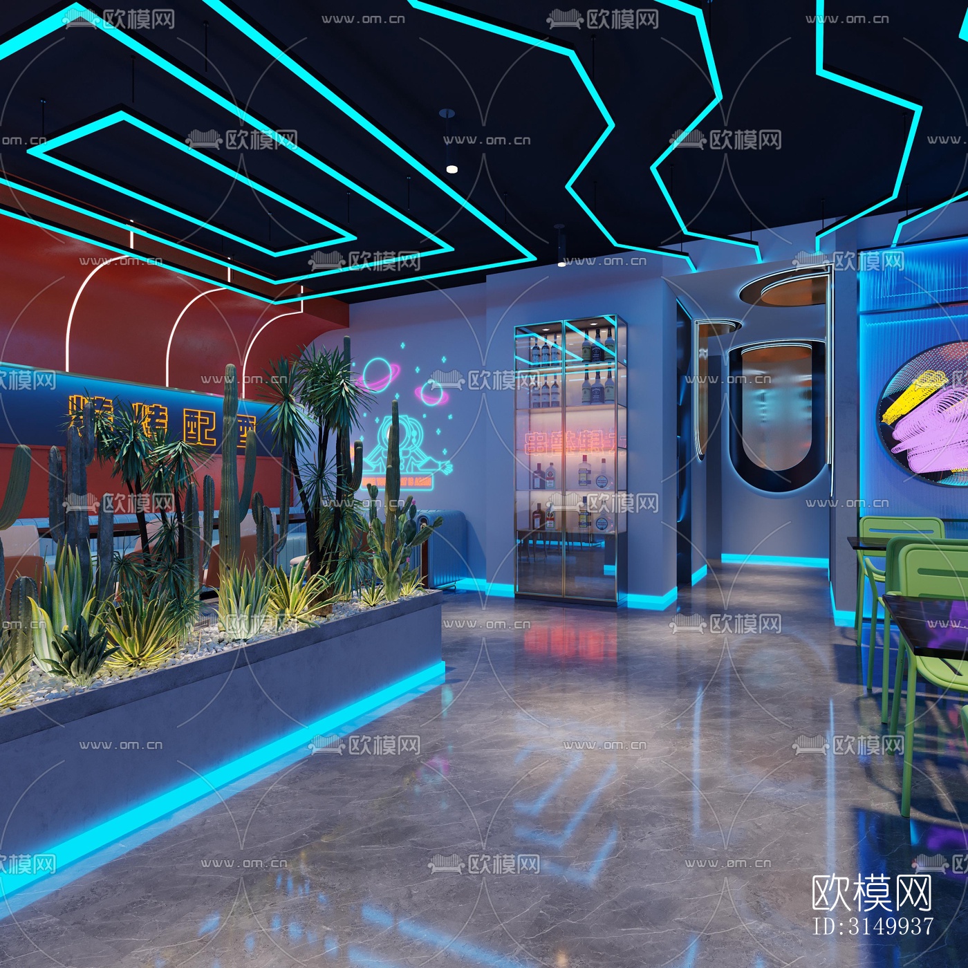 现代火锅烤肉效果图下载（渲染图9）