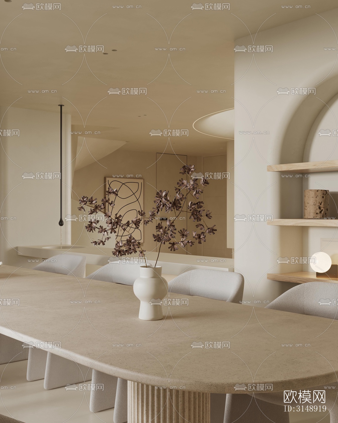 奶油风平层效果图下载（渲染图17）