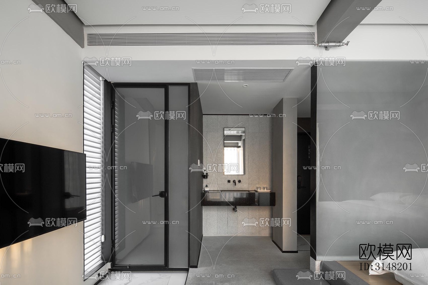高级灰酒店民宿效果图下载（渲染图10）