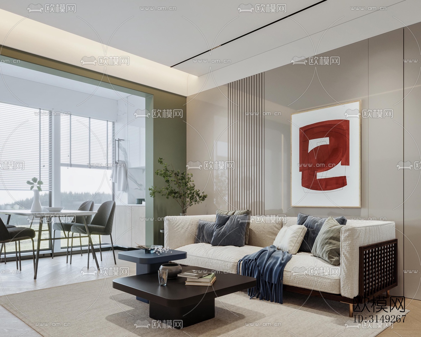 现代平层效果图下载（渲染图6）