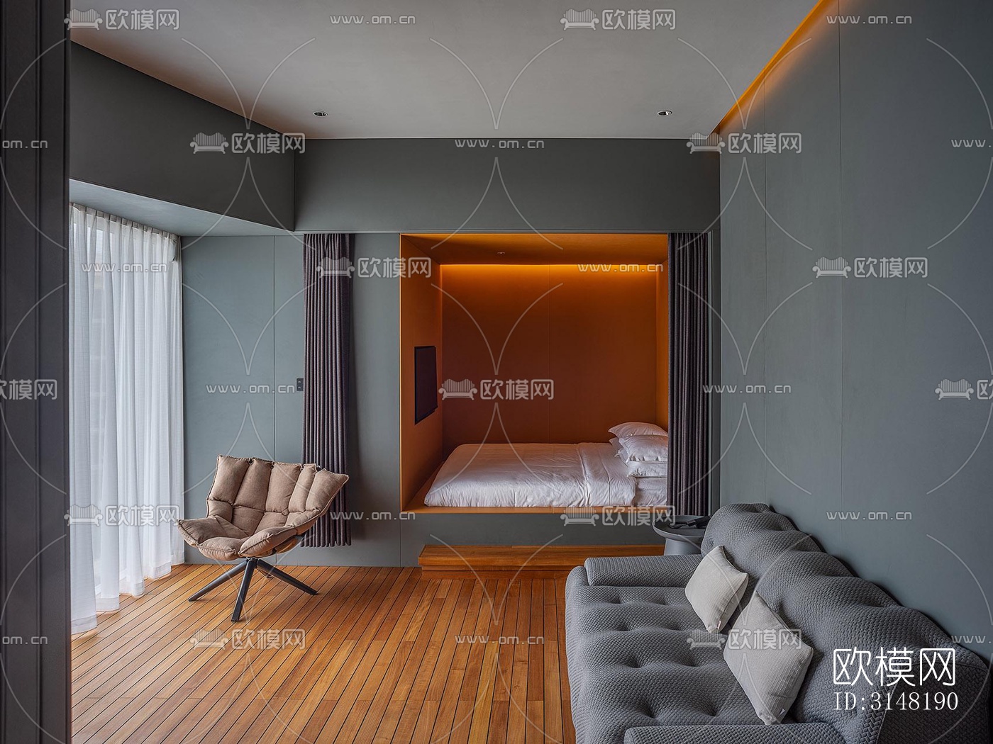 现代酒店民宿效果图下载（渲染图2）