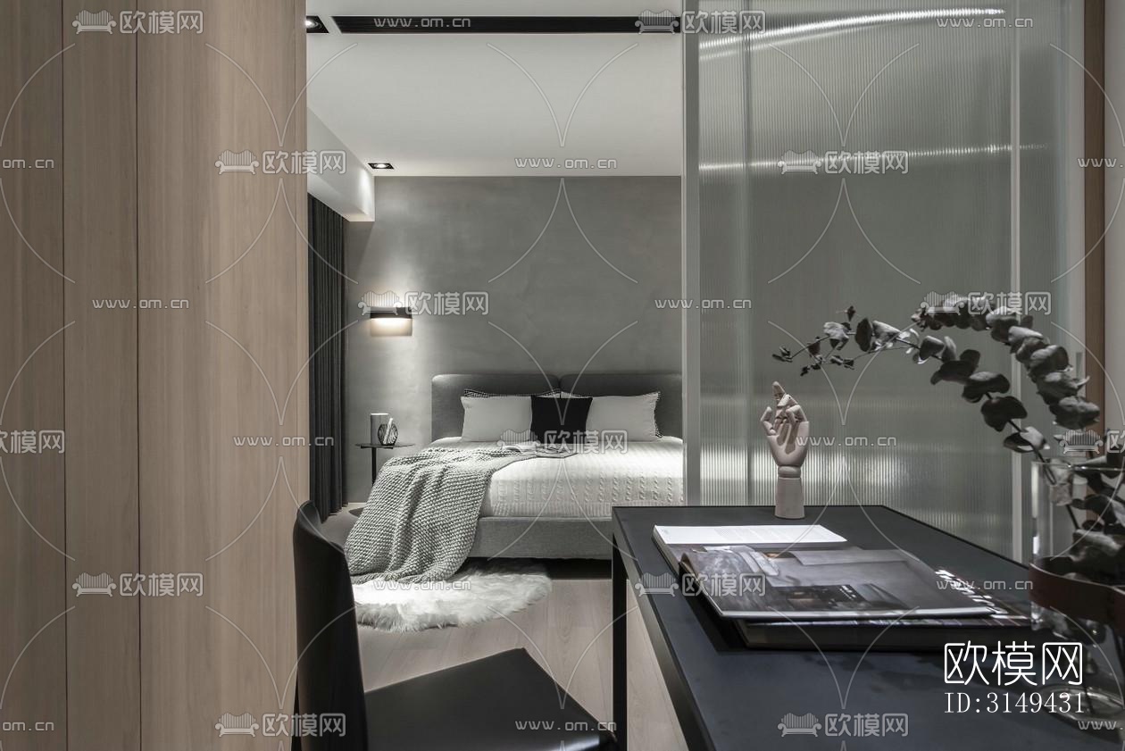 现代平层效果图下载（渲染图12）