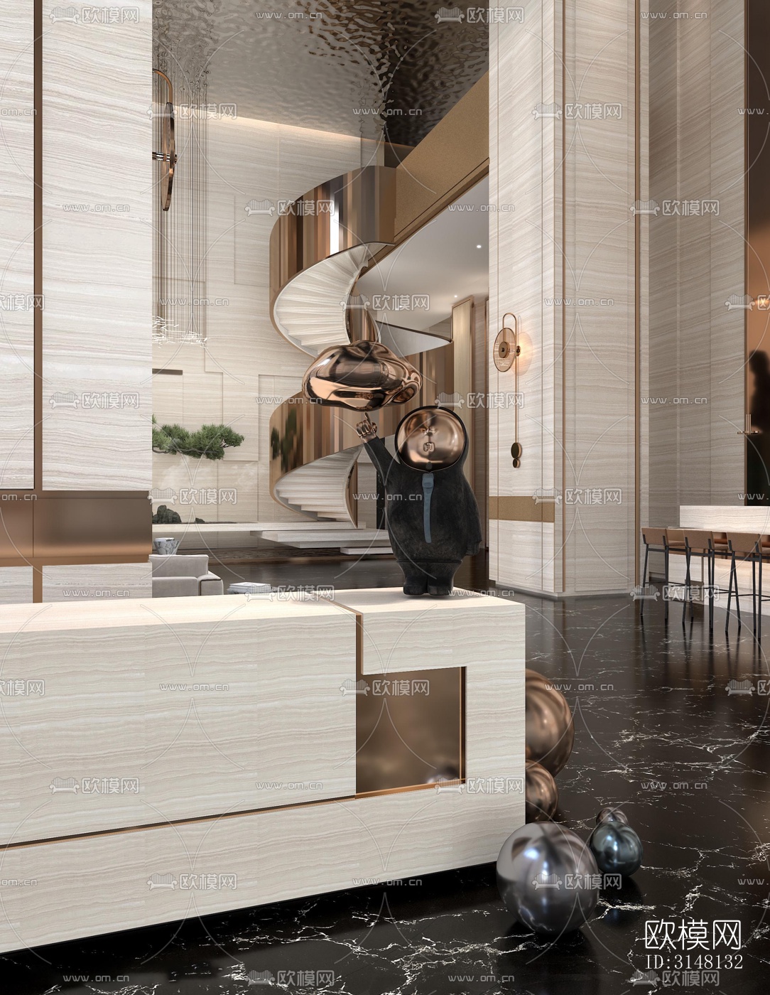 现代酒店民宿效果图下载（渲染图4）