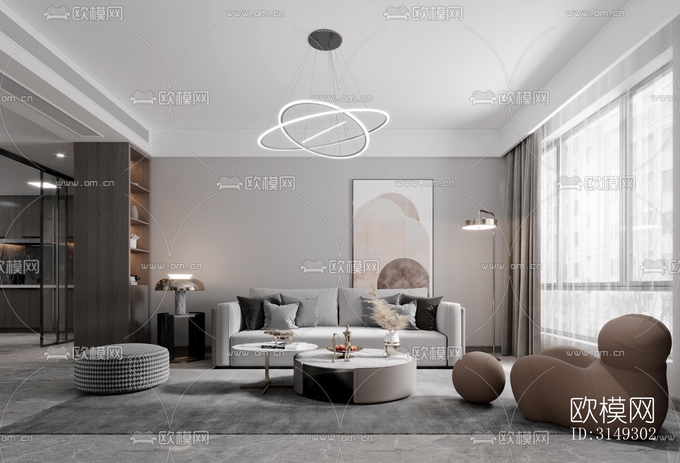 现代平层效果图下载（渲染图4）