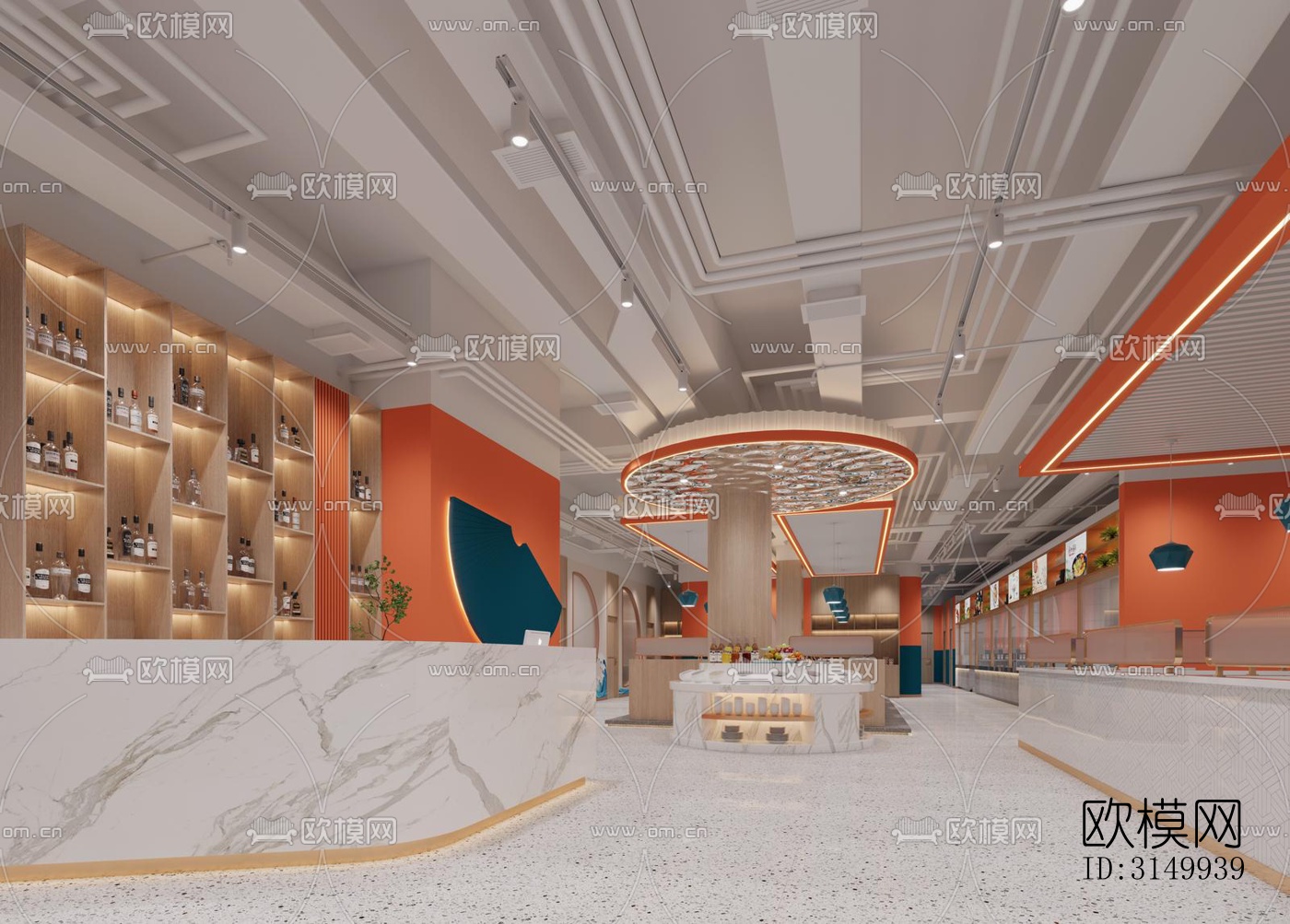 现代火锅烤肉效果图下载（渲染图2）