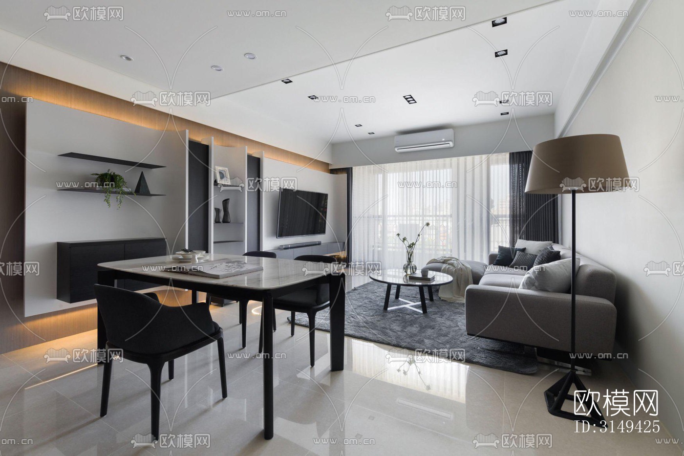 现代平层效果图下载（渲染图9）