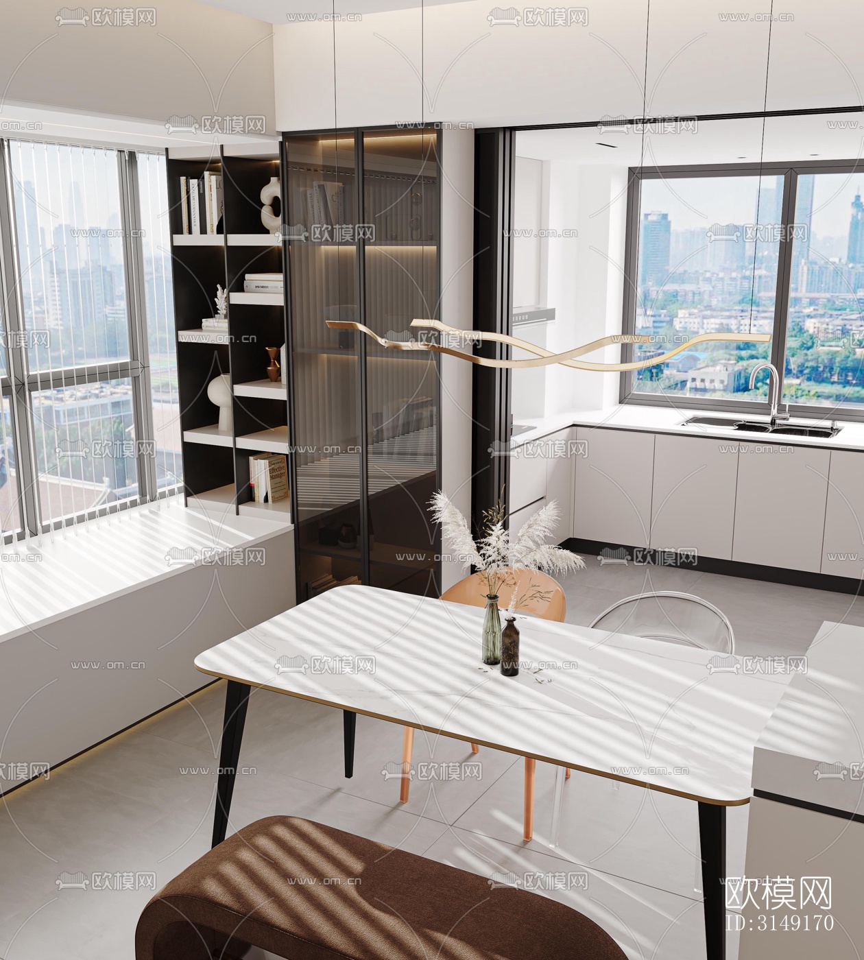 现代平层效果图下载（渲染图5）