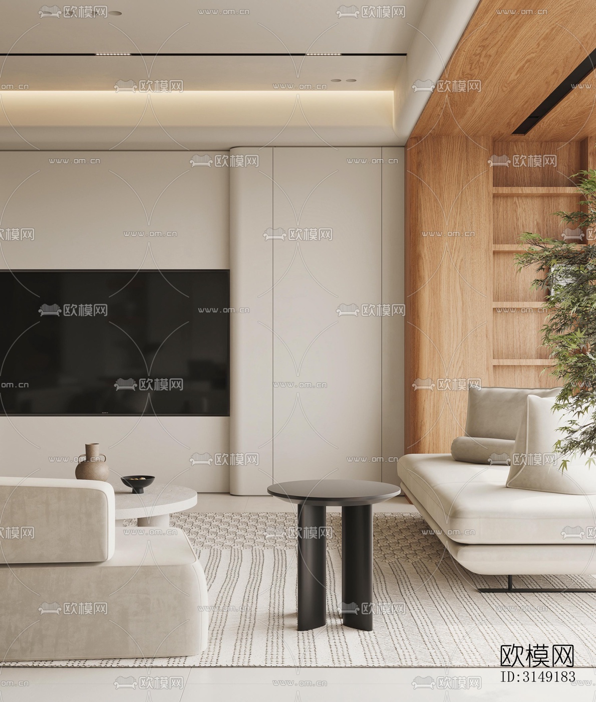 现代平层效果图下载（渲染图2）