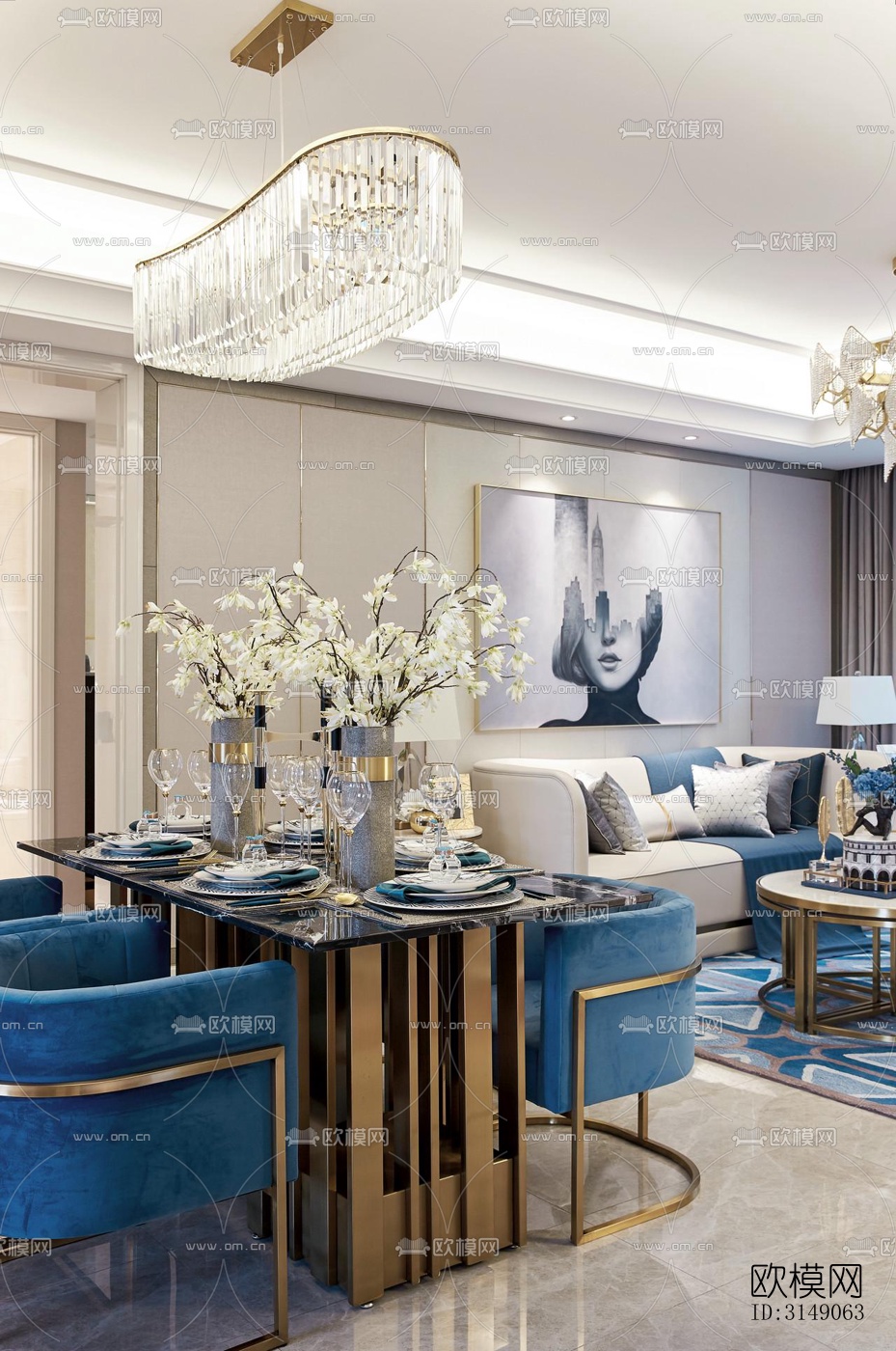 欧式平层效果图下载（渲染图6）