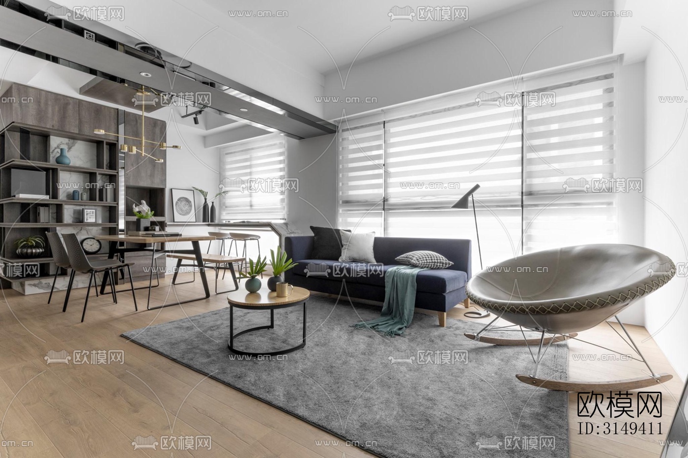 现代平层效果图下载（渲染图4）