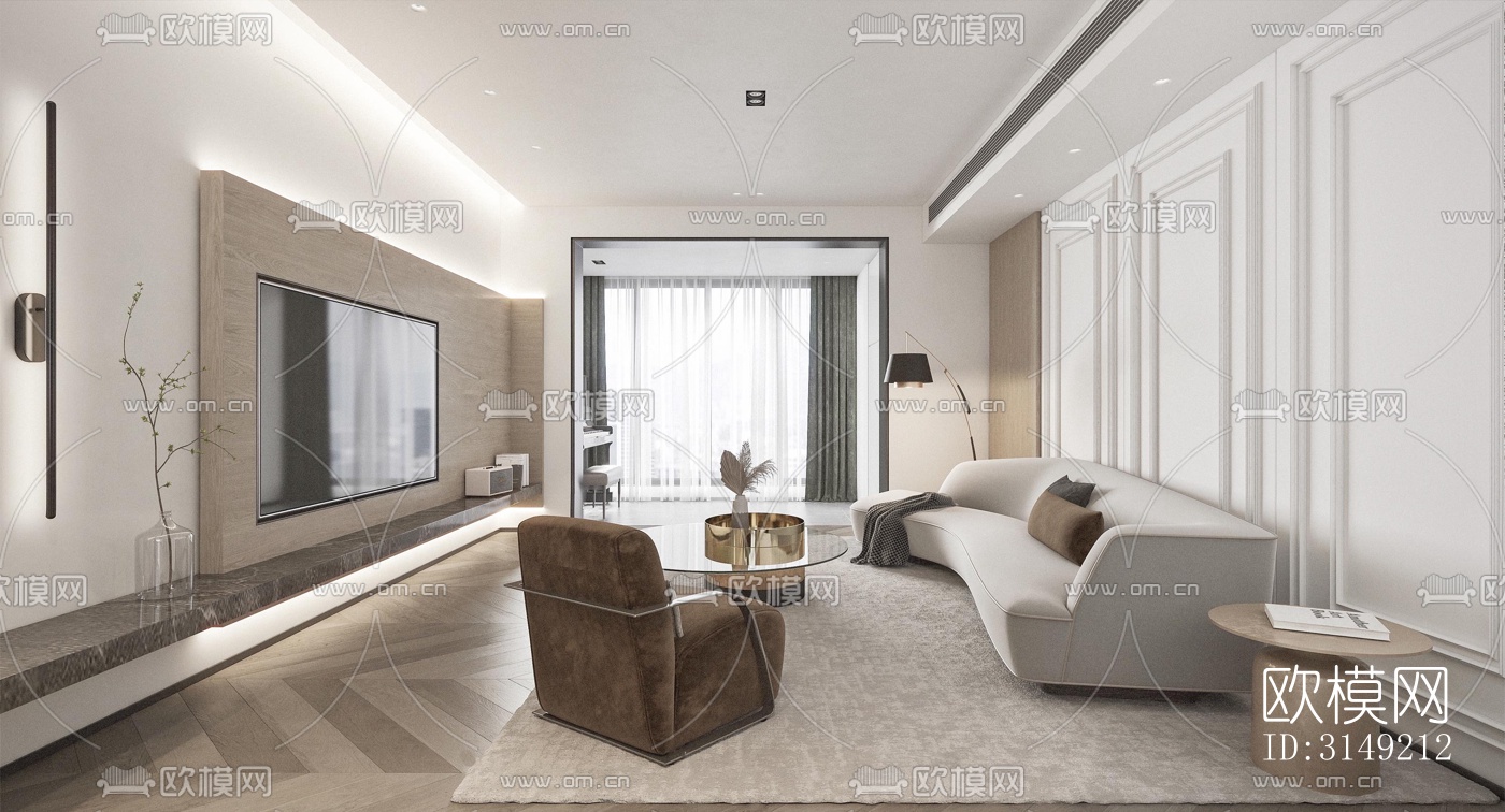 现代平层效果图下载（渲染图2）