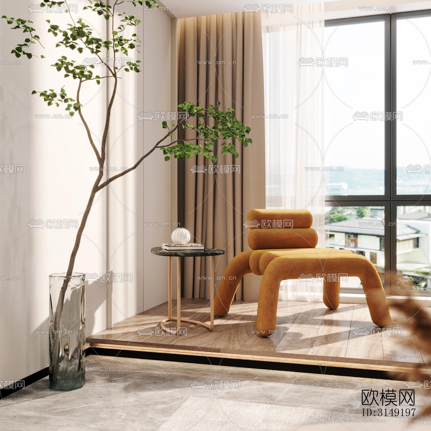 现代平层效果图下载（渲染图3）