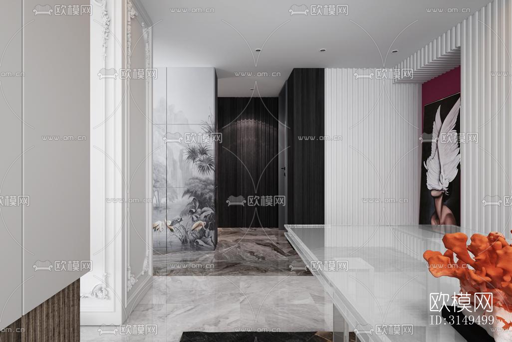 美式平层效果图下载（渲染图14）