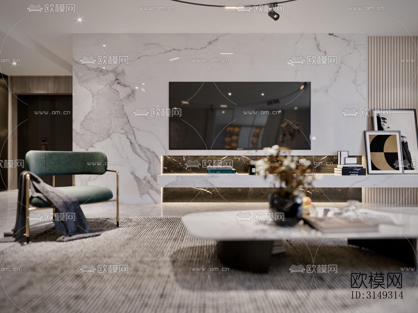 现代平层效果图下载（渲染图9）